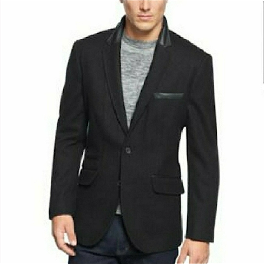 INC MENS BLACK FAUX LEATHER JACKET